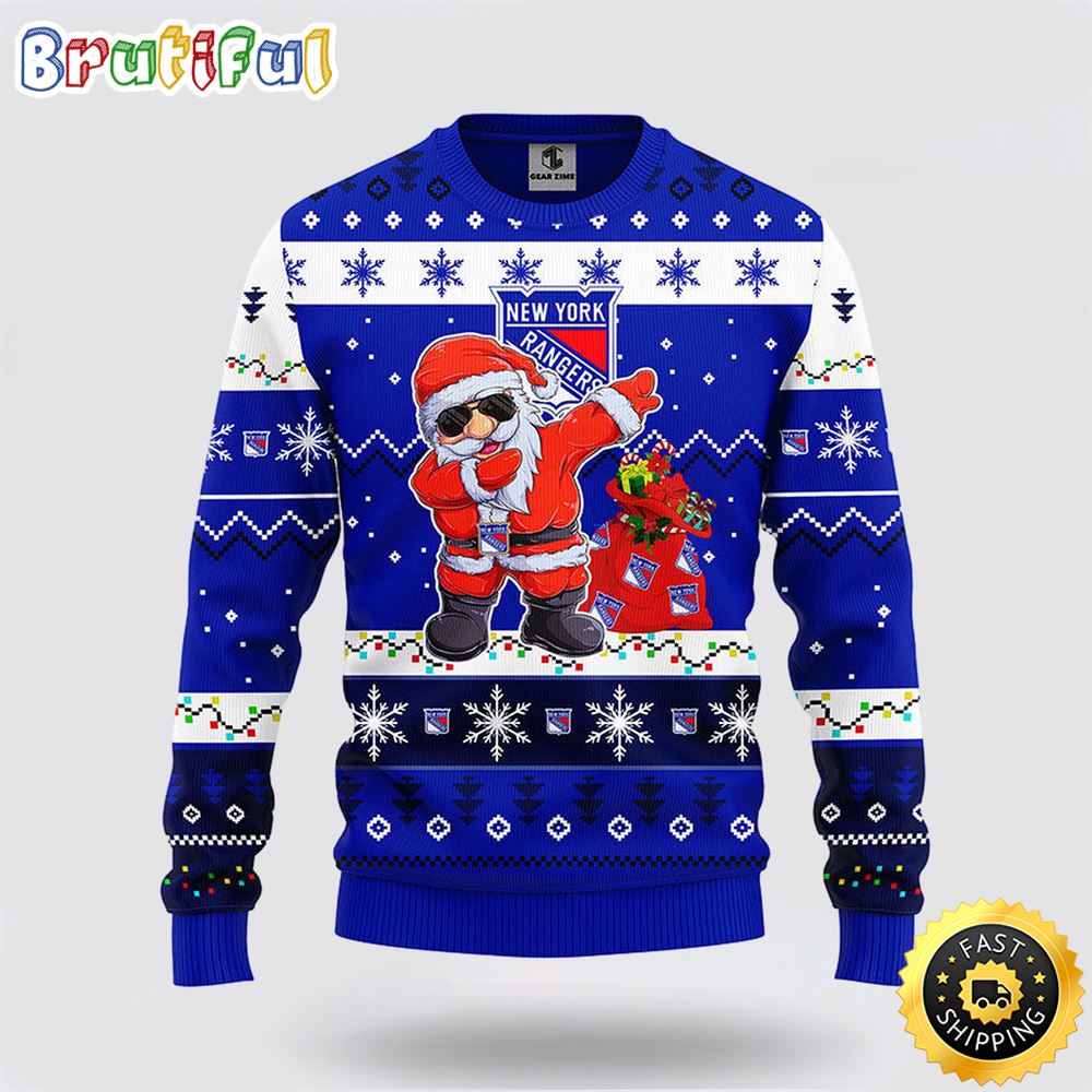 Sportswearmerch New York Rangers NHL Santa Claus Ugly Christmas Sweater For Fan