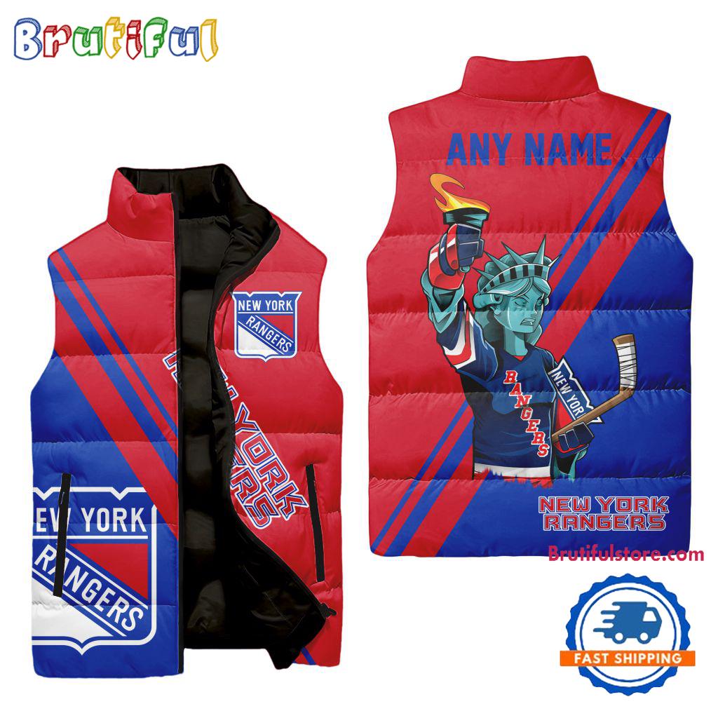 Sportswearmerch New York Rangers NHL Sleeveless Puffer Jacket For Fan
