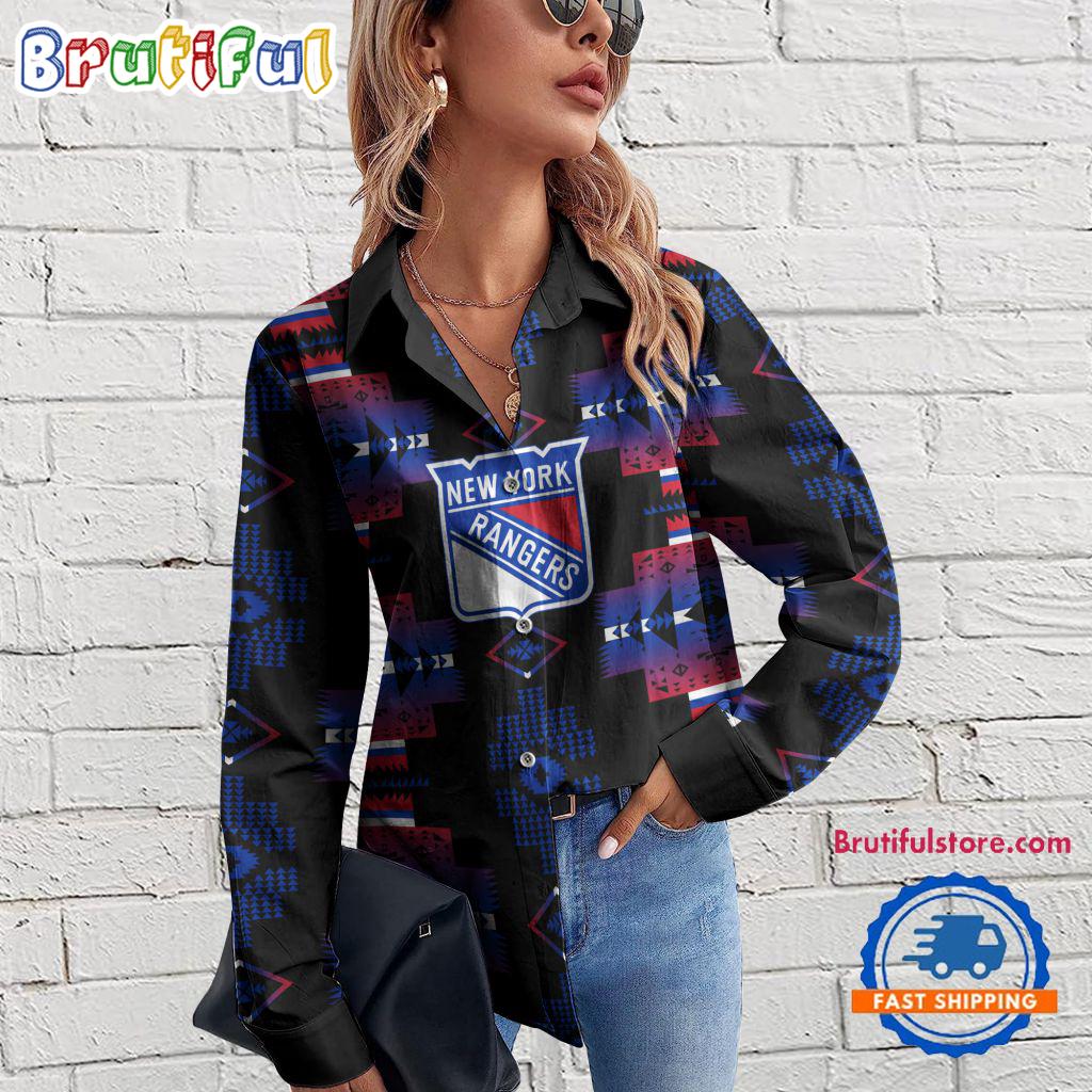 Sportswearmerch New York Rangers NHL Special Native American Women's Casual Shirt For Fan