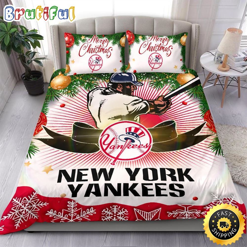 Sportswearmerch New York Yankees MLB Christmas Bedding Sets Merry For Fan