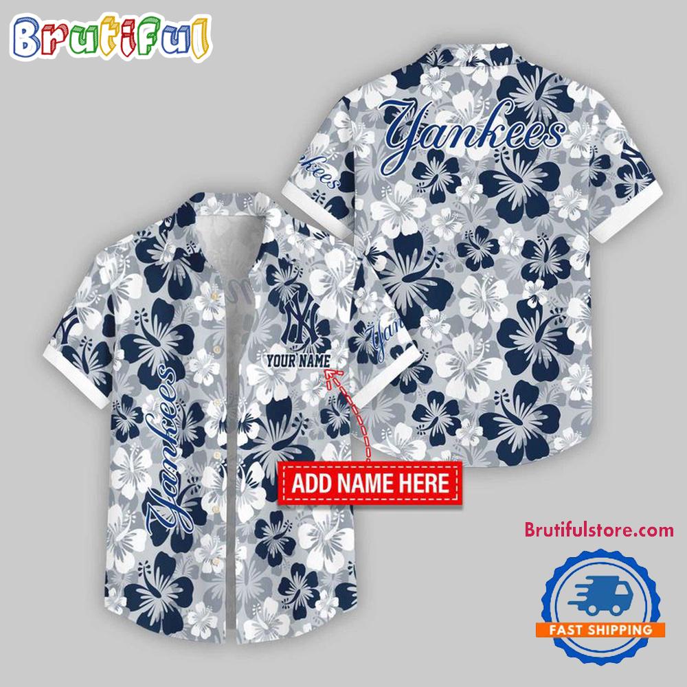 Sportswearmerch New York Yankees MLB Flower Palm Tree Personalized Hawaiian Shirt For Fan