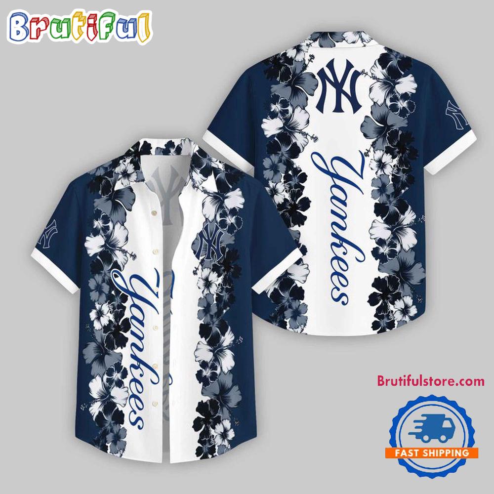Sportswearmerch New York Yankees MLB Flower Pattern Summer Beach Personalized Hawaiian Shirt For Fan
