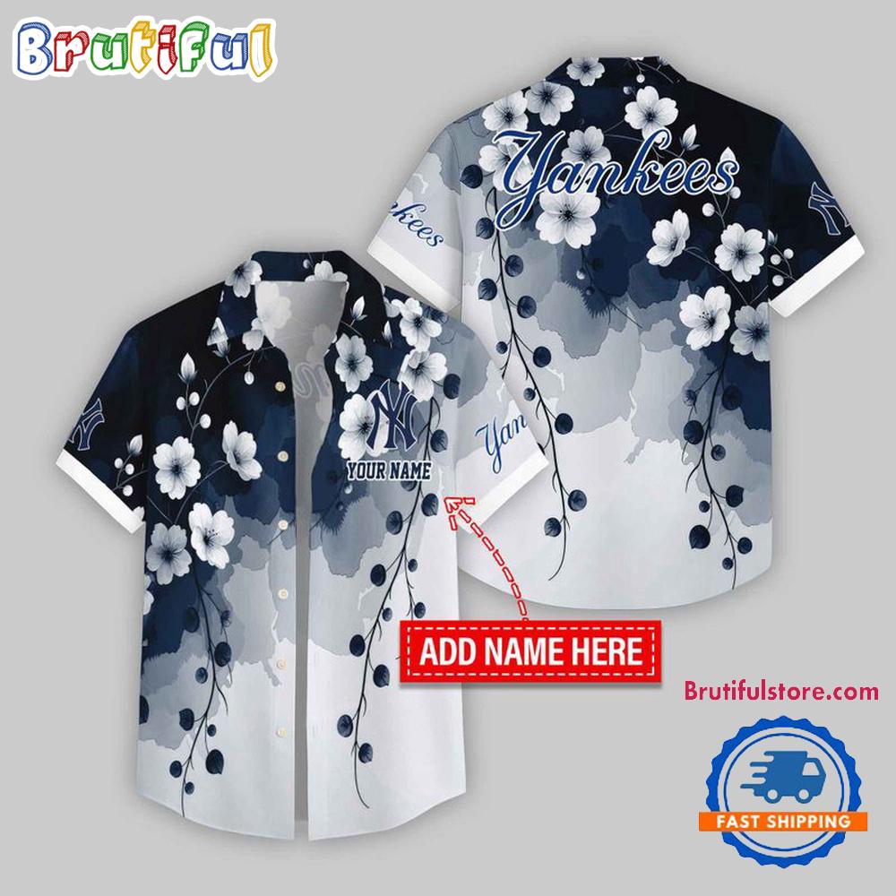 Sportswearmerch New York Yankees MLB Flower Pattern Trendy Summer Personalized Hawaiian Shirt For Fan