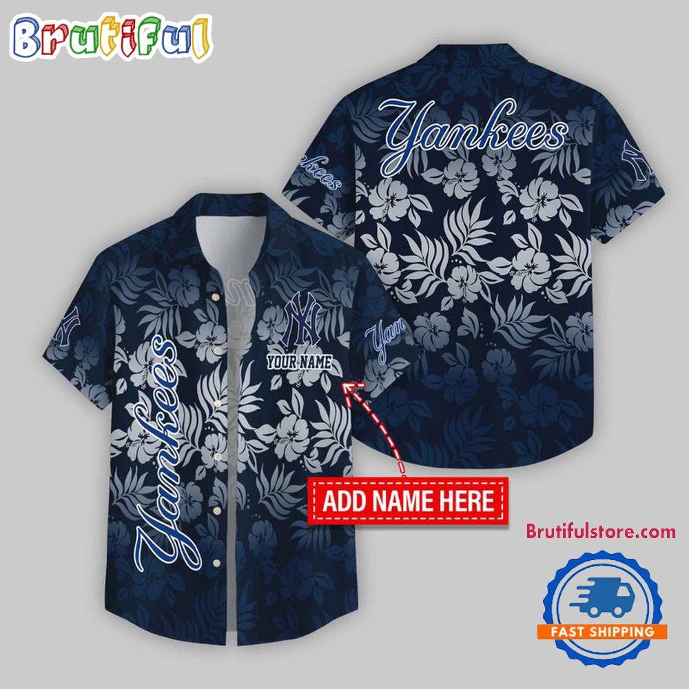 Sportswearmerch New York Yankees MLB Night Flower Pattern Personalized Personalized Hawaiian Shirt For Fan