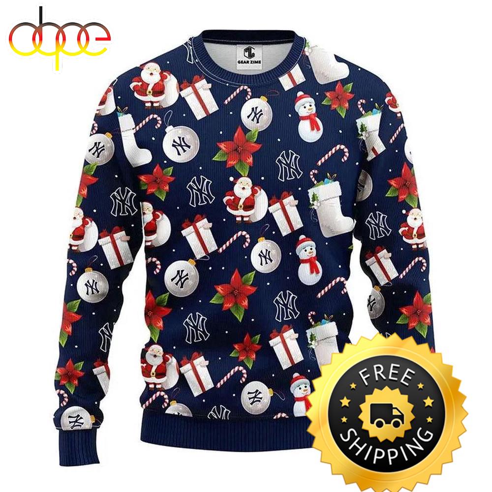 Sportswearmerch New York Yankees MLB x Santa Claus Snowman Ugly Christmas Sweater For Fan