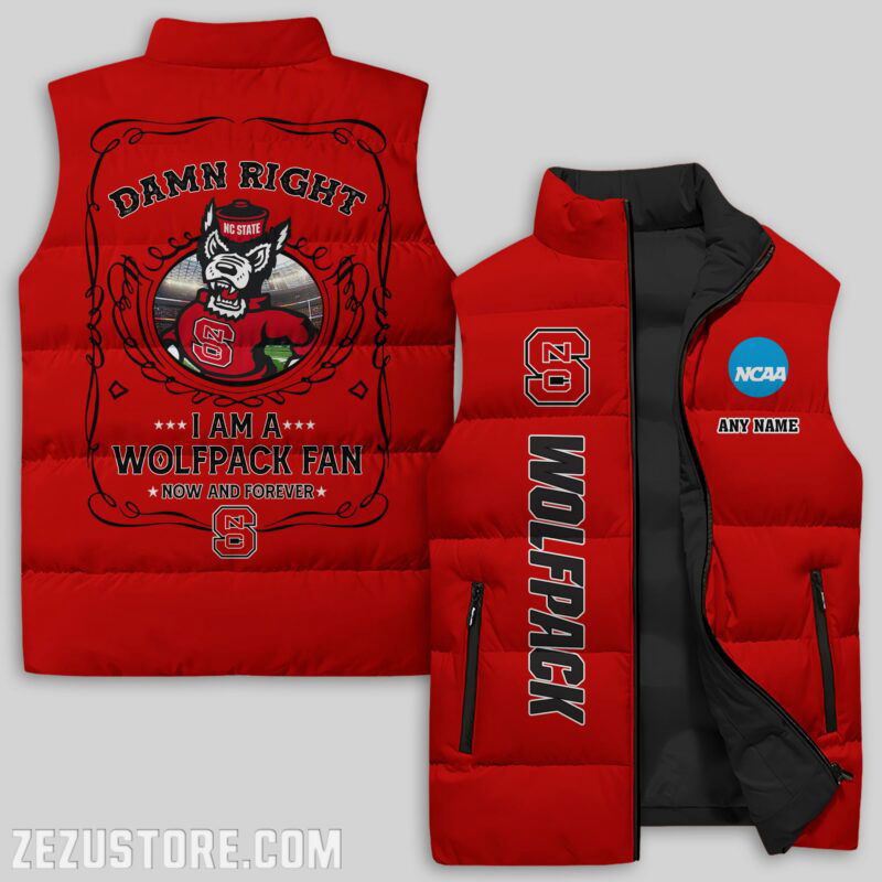 Sportswearmerch North Carolina State Wolfpack NCAA Sleeveless Puffer Jacket For Fans
