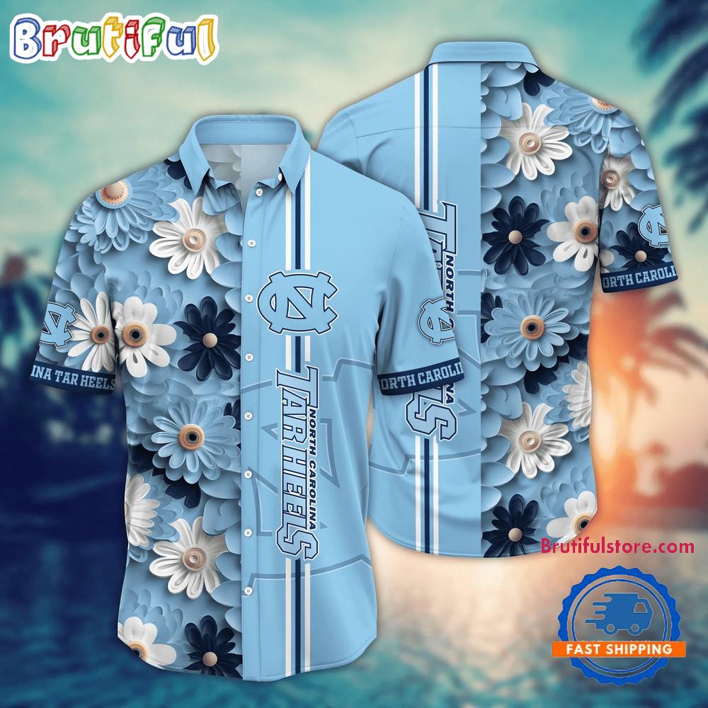 Sportswearmerch North Carolina Tar Heels NCAA Flower Summer Personalized Hawaiian Shirt For Fan