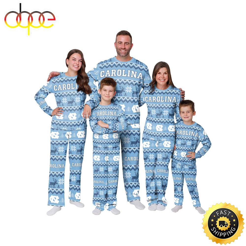Sportswearmerch North Carolina Tar Heels NCAA Patterns Essentials Christmas Personalized Pajamas For Fan