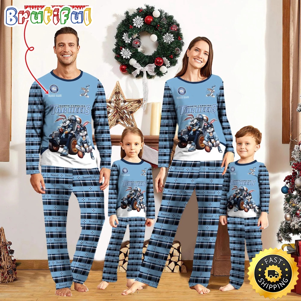 Sportswearmerch North Carolina Tar Heels NCAA Personalized Pajamas Family For Fan