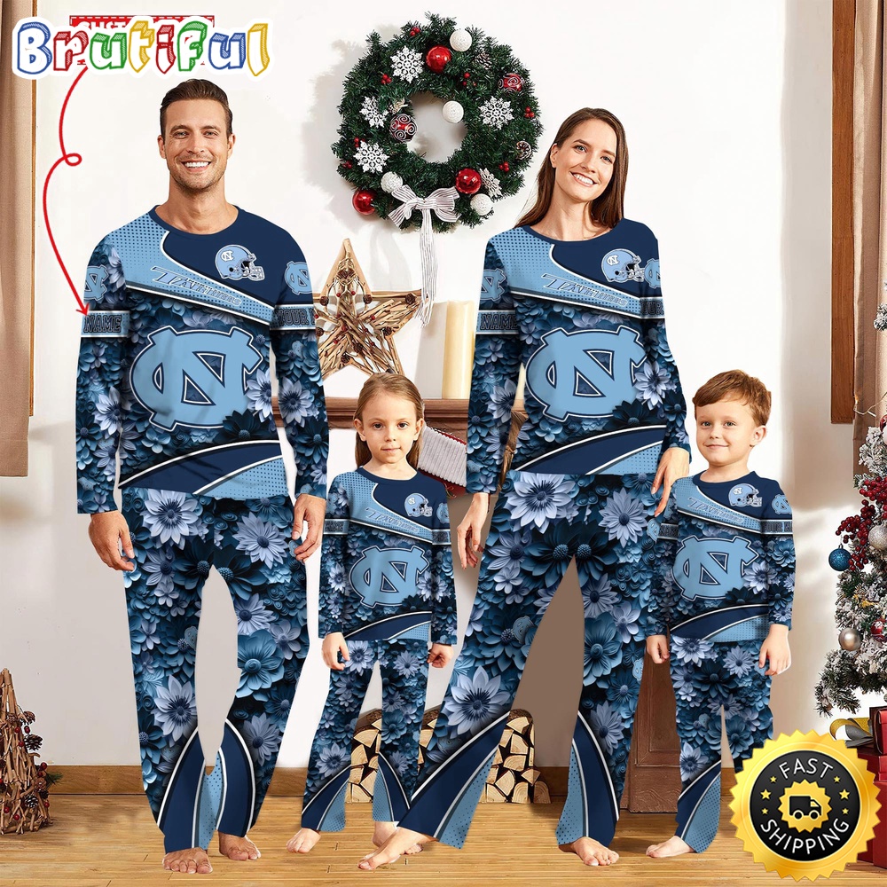 Sportswearmerch North Carolina Tar Heels NCAA Sport Fans Personalized Pajamas Family For Fan