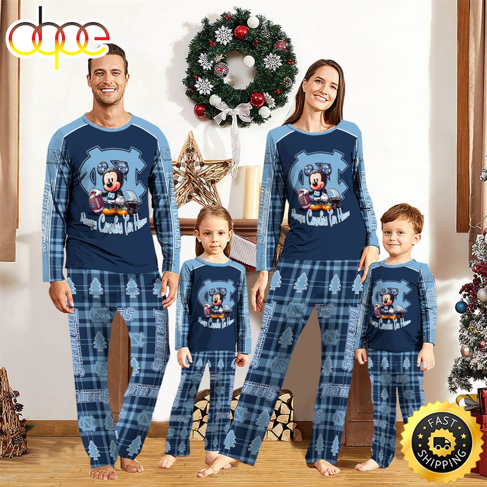 Sportswearmerch North Carolina Tar Heels NCAA x Mickey Mouse Personalized Pajamas Family For Fan