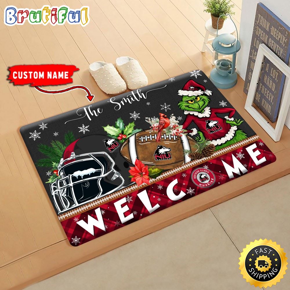 Sportswearmerch Northern Illinois Huskies NCAA Grinch Christmas Doormat For Fan