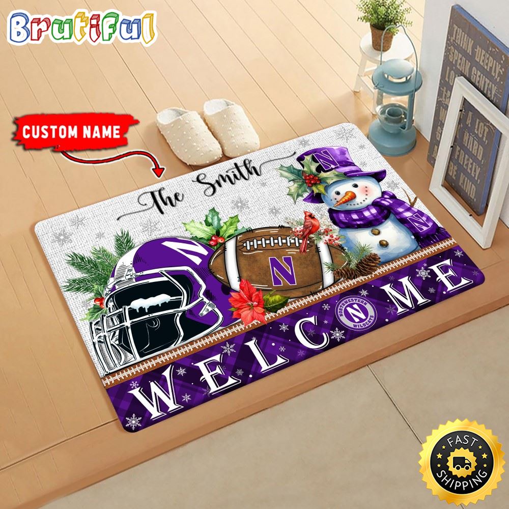 Sportswearmerch Northwestern Wildcats NCAA Christmas Doormat For Fan