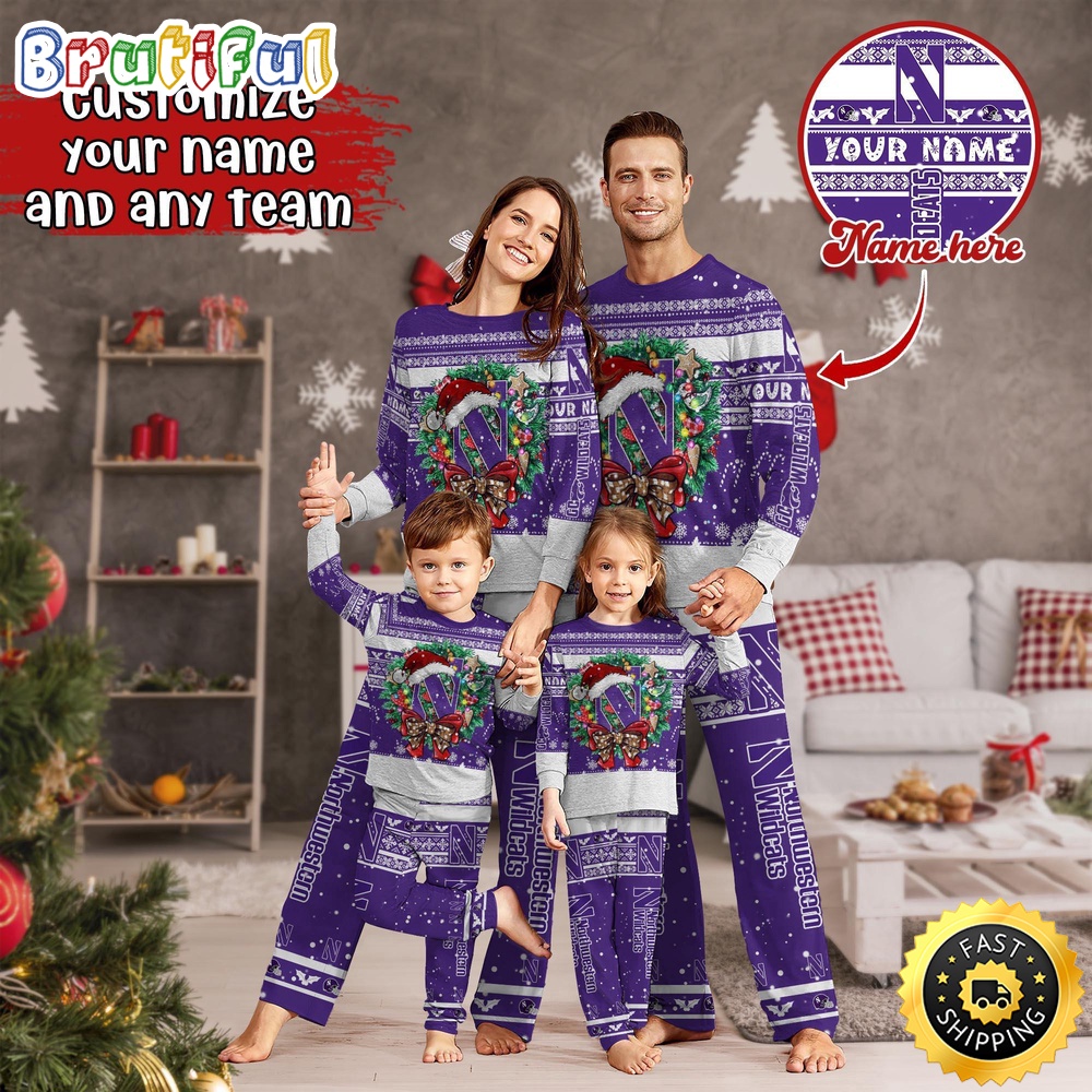 Sportswearmerch Northwestern Wildcats NCAA Personalized Pajamas Family For Fan