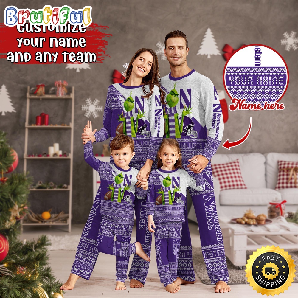 Sportswearmerch Northwestern Wildcats NCAA Personalized Pajamas Family For Fan