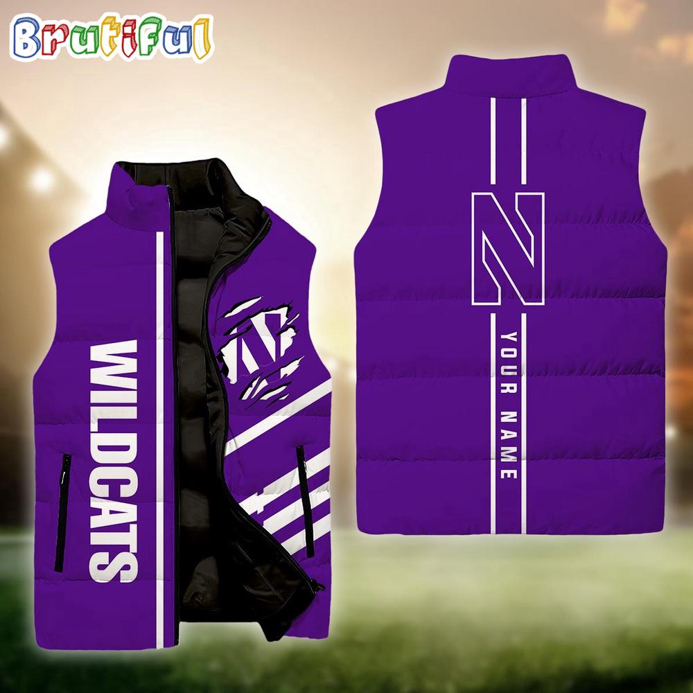 Sportswearmerch Northwestern Wildcats NCAA Personalized Sleeveless Down Puffer Jacket For Fan