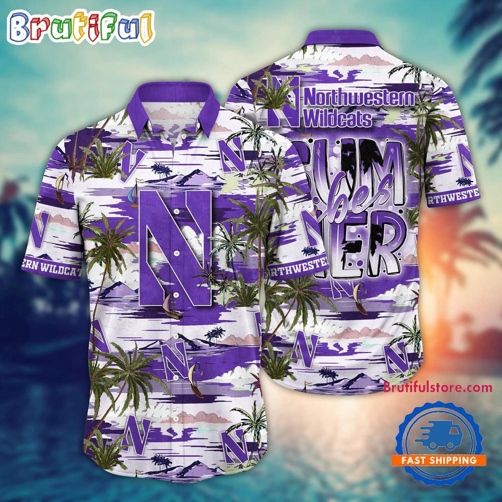Sportswearmerch Northwestern Wildcats NCAA Summer Beach Personalized Hawaiian Shirt For Fan