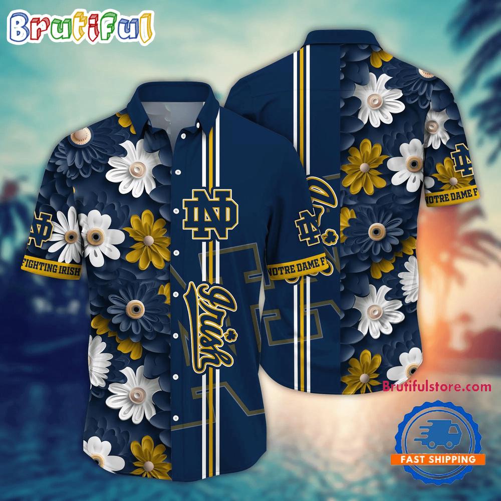 Sportswearmerch Notre Dame Fighting Irish NCAA Flower Summer Personalized Hawaiian Shirt For Fan