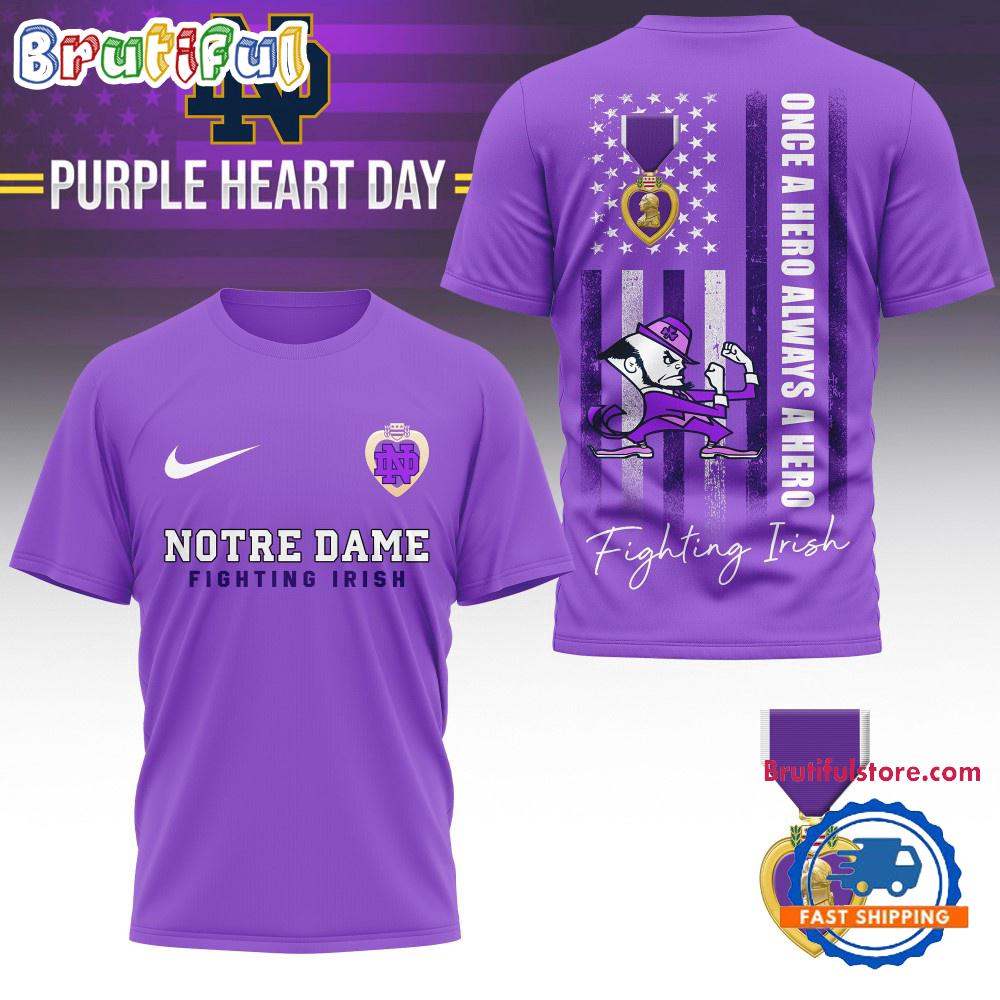 Sportswearmerch Notre Dame Fighting Irish NCAA National Purple Heart Day T-shirt For Fan