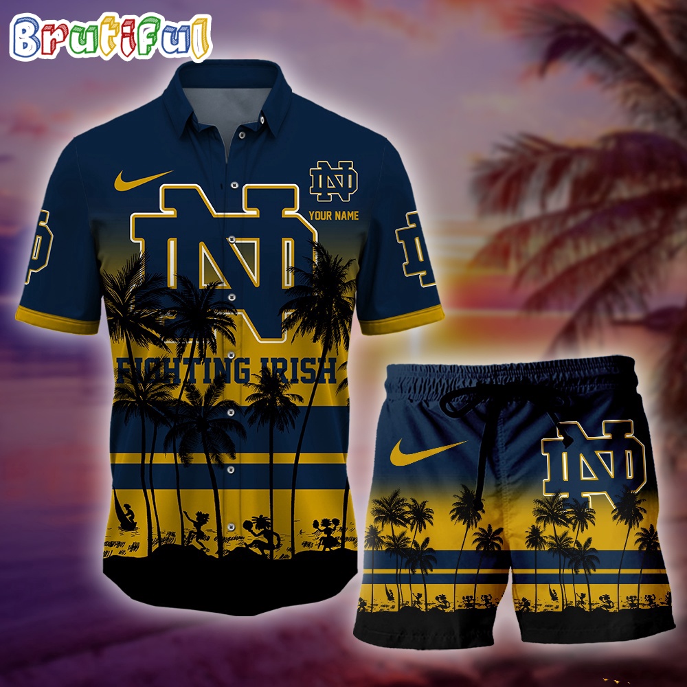 Sportswearmerch Notre Dame Fighting Irish NCAA Palm Tree Summer Personalized Set Short Set For Fan