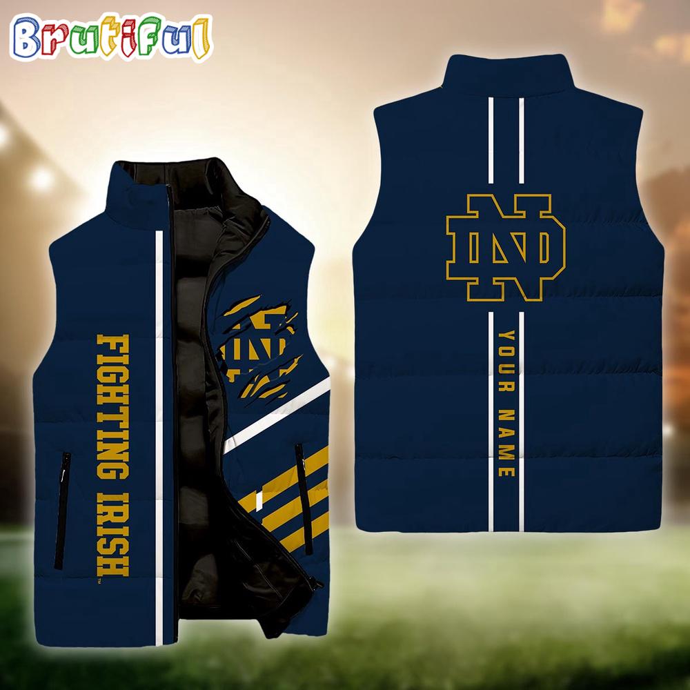 Sportswearmerch Notre Dame Fighting Irish NCAA Personalized Sleeveless Down Puffer Jacket For Fan