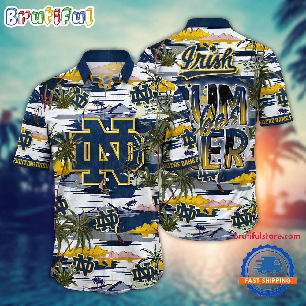 Sportswearmerch Notre Dame Fighting Irish NCAA Summer Beach Personalized Hawaiian Shirt For Fan