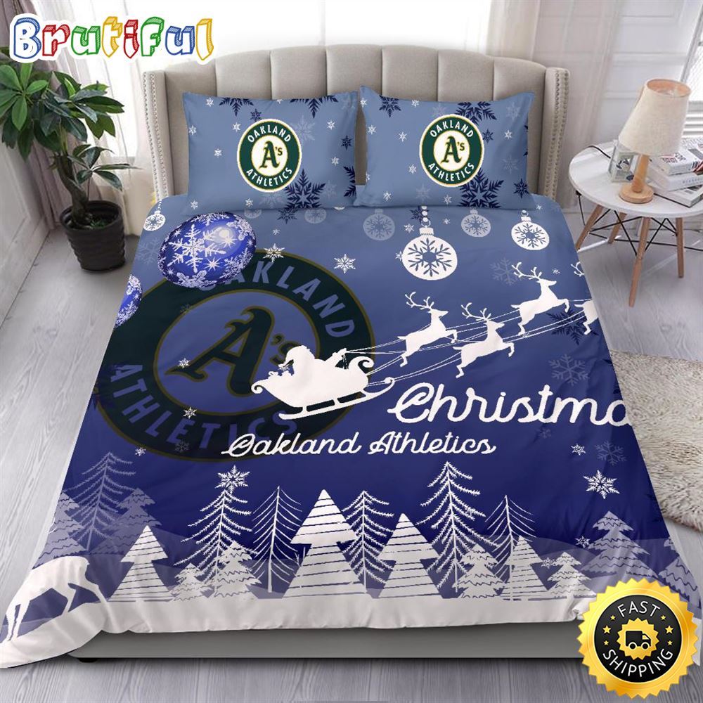 Sportswearmerch Oakland Athletics MLB Christmas Bedding Sets For Fan