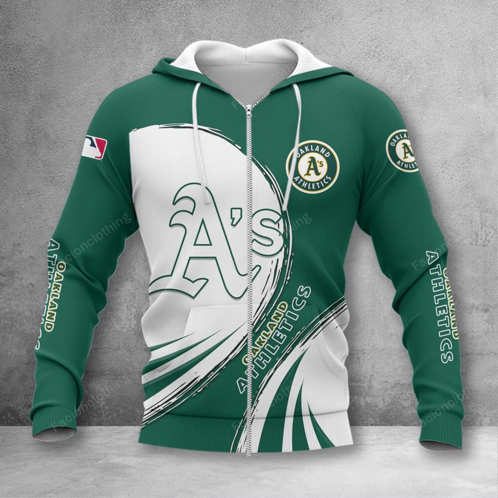 Sportswearmerch Oakland Athletics MLB Personalized Zip Hoodie For Fan