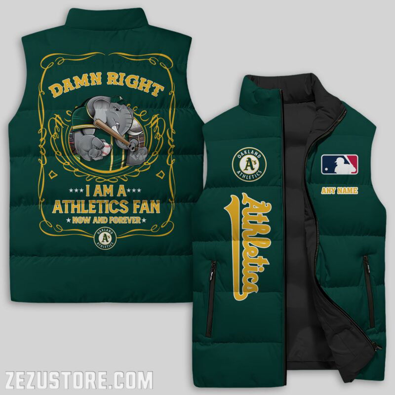 Sportswearmerch Oakland Athletics MLB Sleeveless Puffer Jacket For Fans