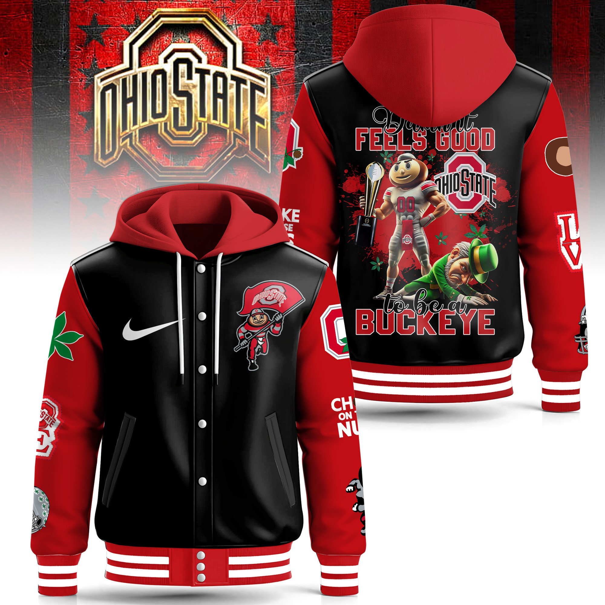 Sportswearmerch Ohio State Buckeyes Hooded Baseball Jacket Gift For Fan