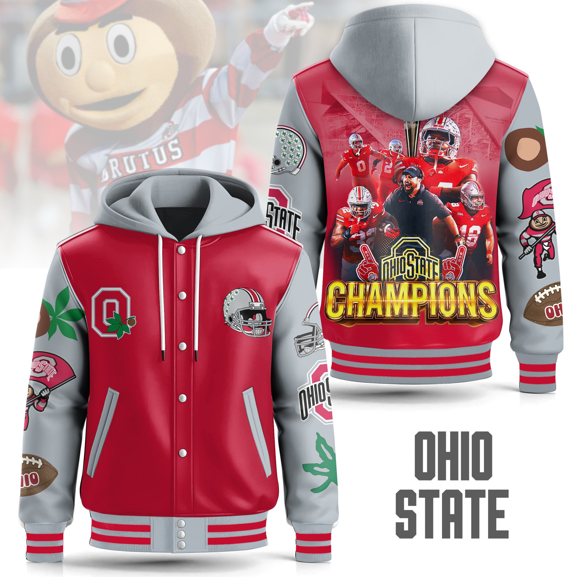Sportswearmerch Ohio State Buckeyes Hooded Baseball Jacket Gift For Fan