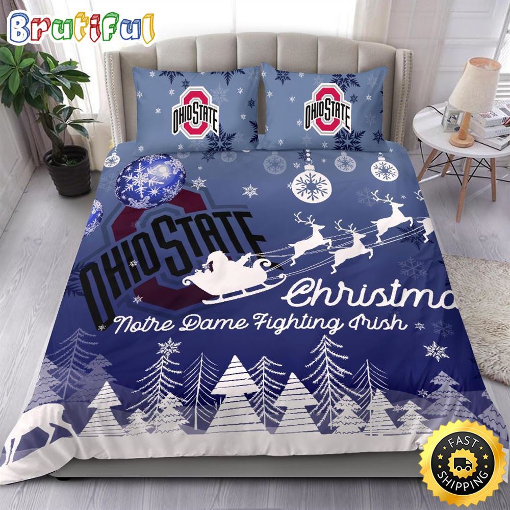 Sportswearmerch Ohio State Buckeyes NCAA Christmas Bedding Sets For Fan