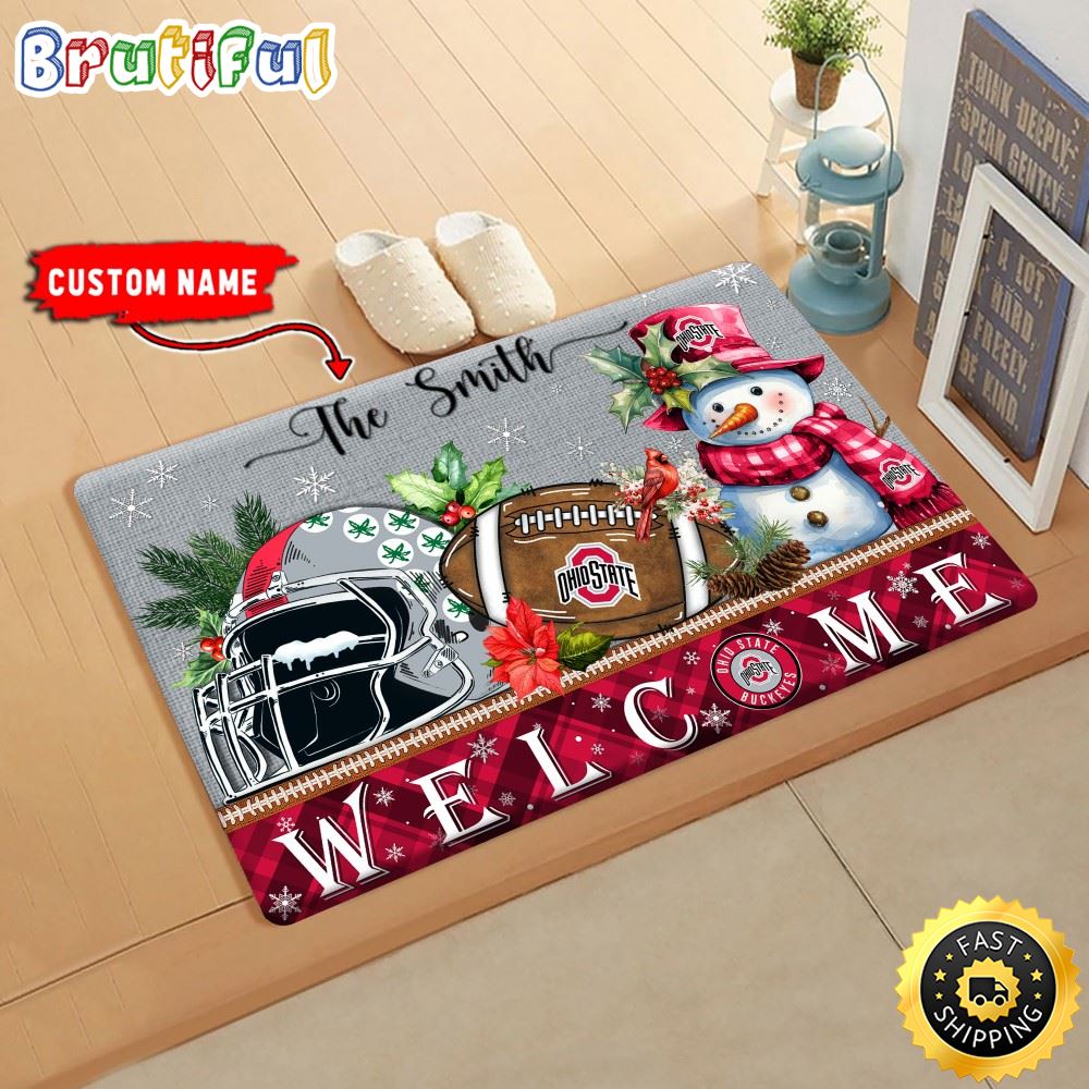 Sportswearmerch Ohio State Buckeyes NCAA Christmas Doormat For Fan