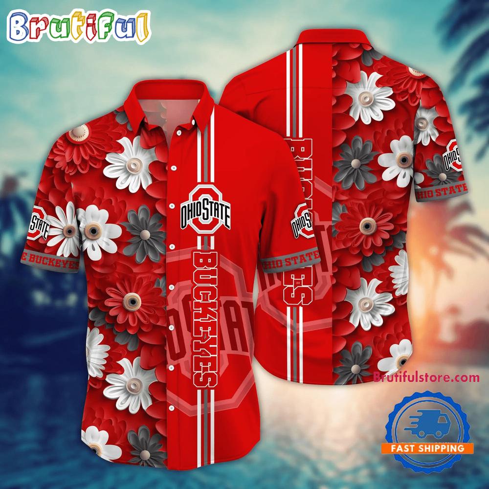 Sportswearmerch Ohio State Buckeyes NCAA Flower Summer Personalized Hawaiian Shirt For Fan