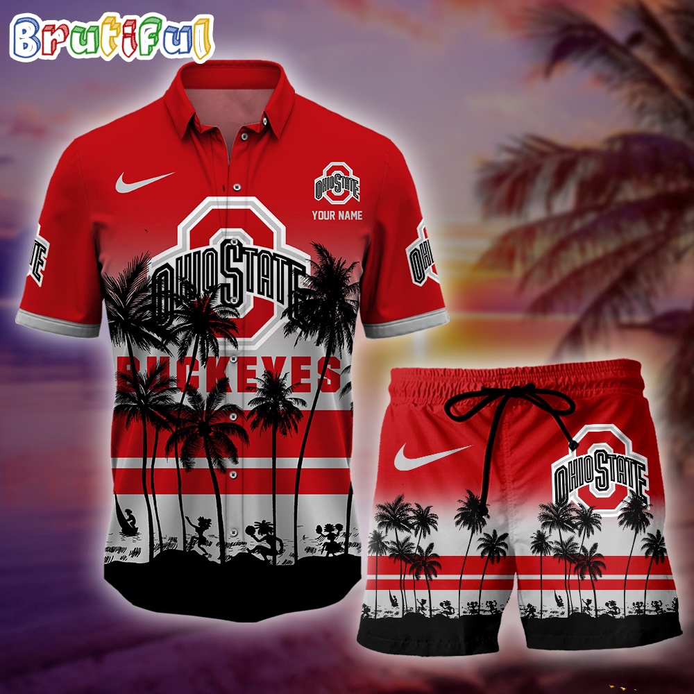 Sportswearmerch Ohio State Buckeyes NCAA Palm Tree Summer Personalized Set Short Set For Fan