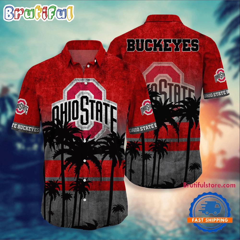 Sportswearmerch Ohio State Buckeyes NCAA Palm Tree Tropical Summer Beach Hawaiian Shirt For Fan