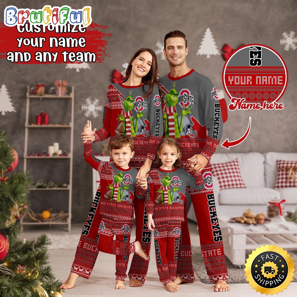 Sportswearmerch Ohio State Buckeyes NCAA Personalized Pajamas Family For Fan