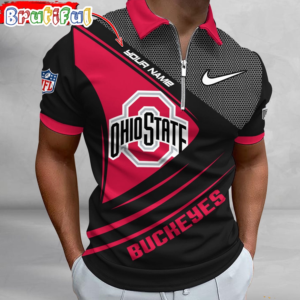 Sportswearmerch Ohio State Buckeyes NCAA Personalized Zip Polo Shirt For Fan