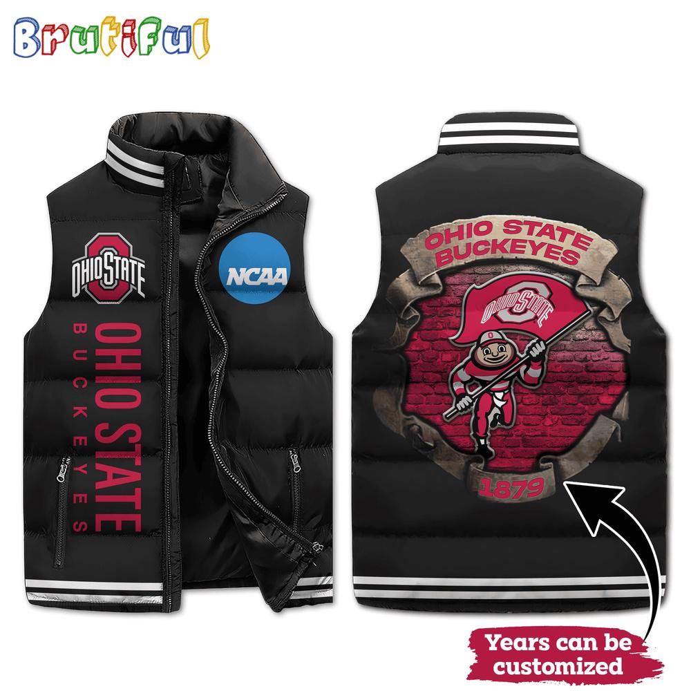 Sportswearmerch Ohio State Buckeyes NCAA Sleeveless Puffer Jacket For Fan