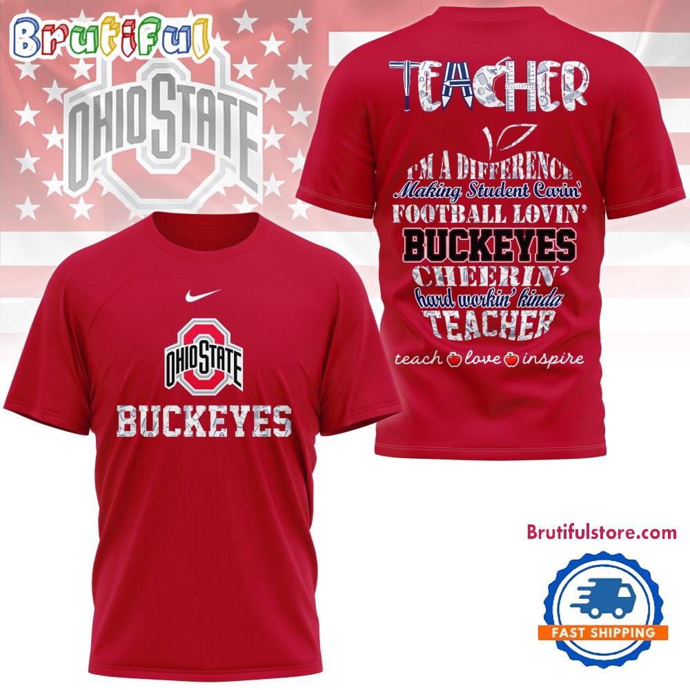 Sportswearmerch Ohio State Buckeyes NCAA Teacher Teach Love Inspire T-Shirt For Fan