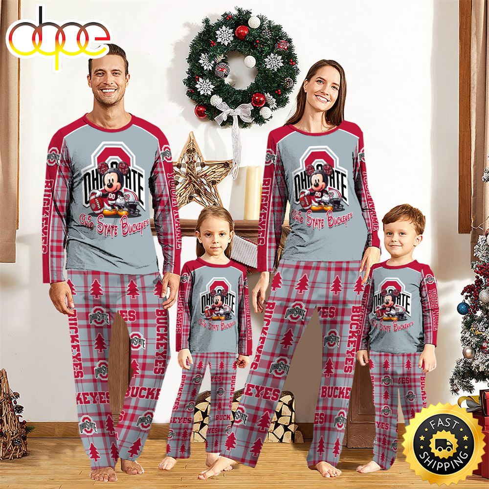 Sportswearmerch Ohio State Buckeyes NCAA x Mickey Mouse Personalized Pajamas Family For Fan