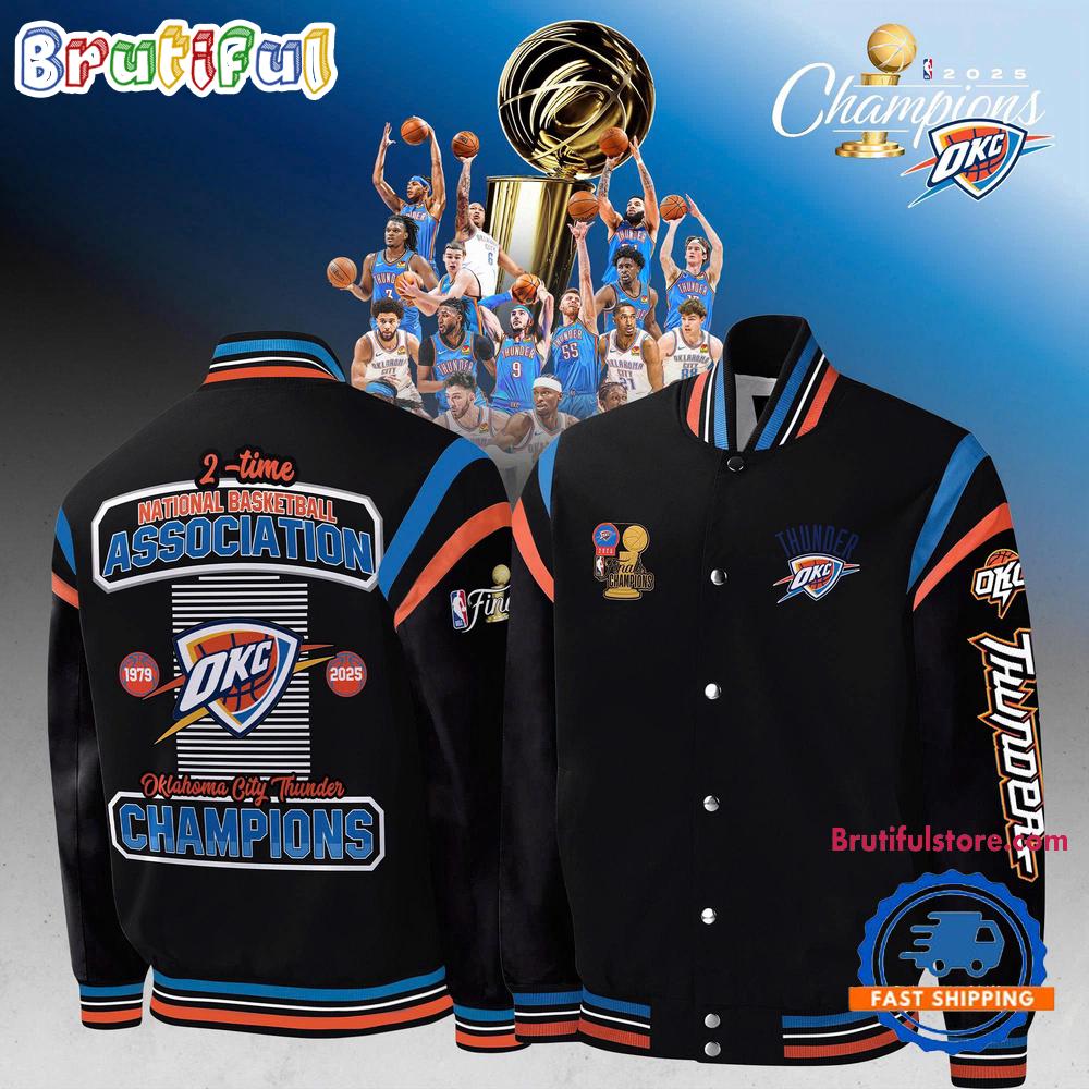 Sportswearmerch Oklahoma City Thunder NBA Champions 2 Time Personalized Baseball Jacket For Fan