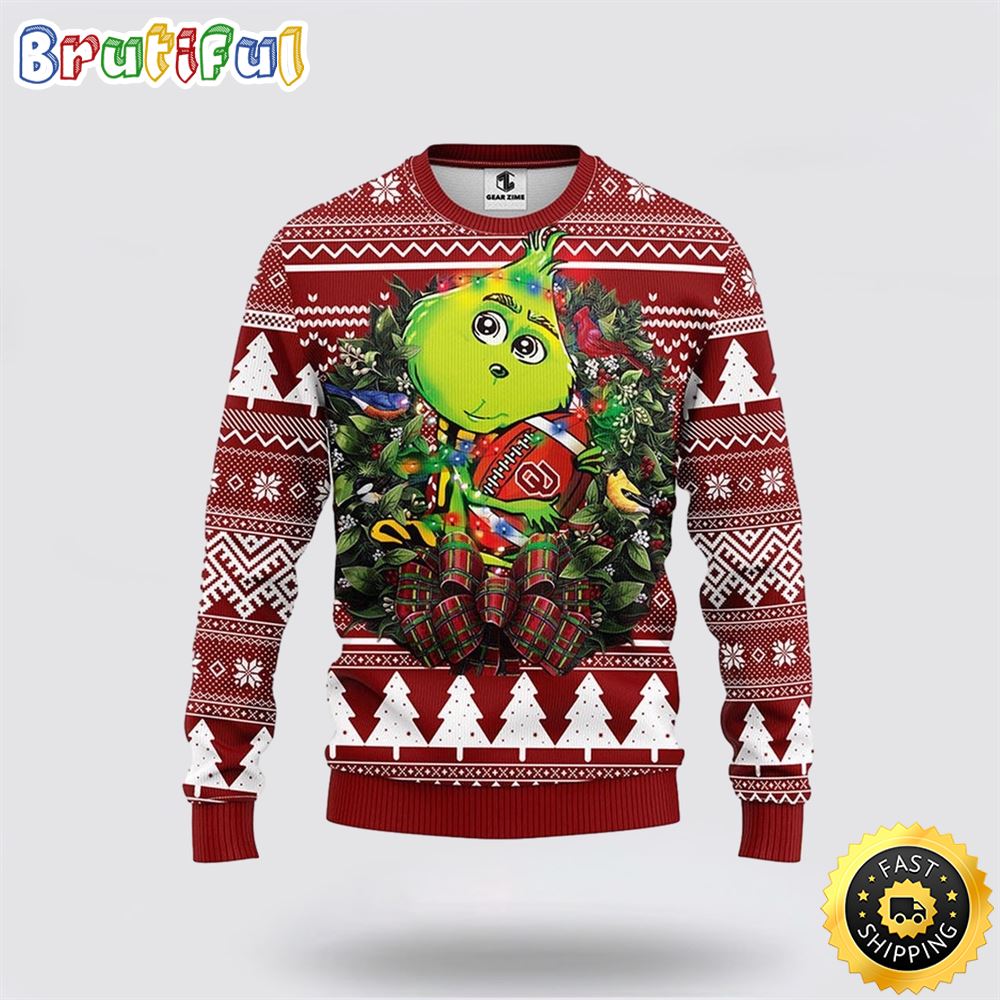 Sportswearmerch Oklahoma Sooners NCAA And Grinch Christmas Sweater For Fan