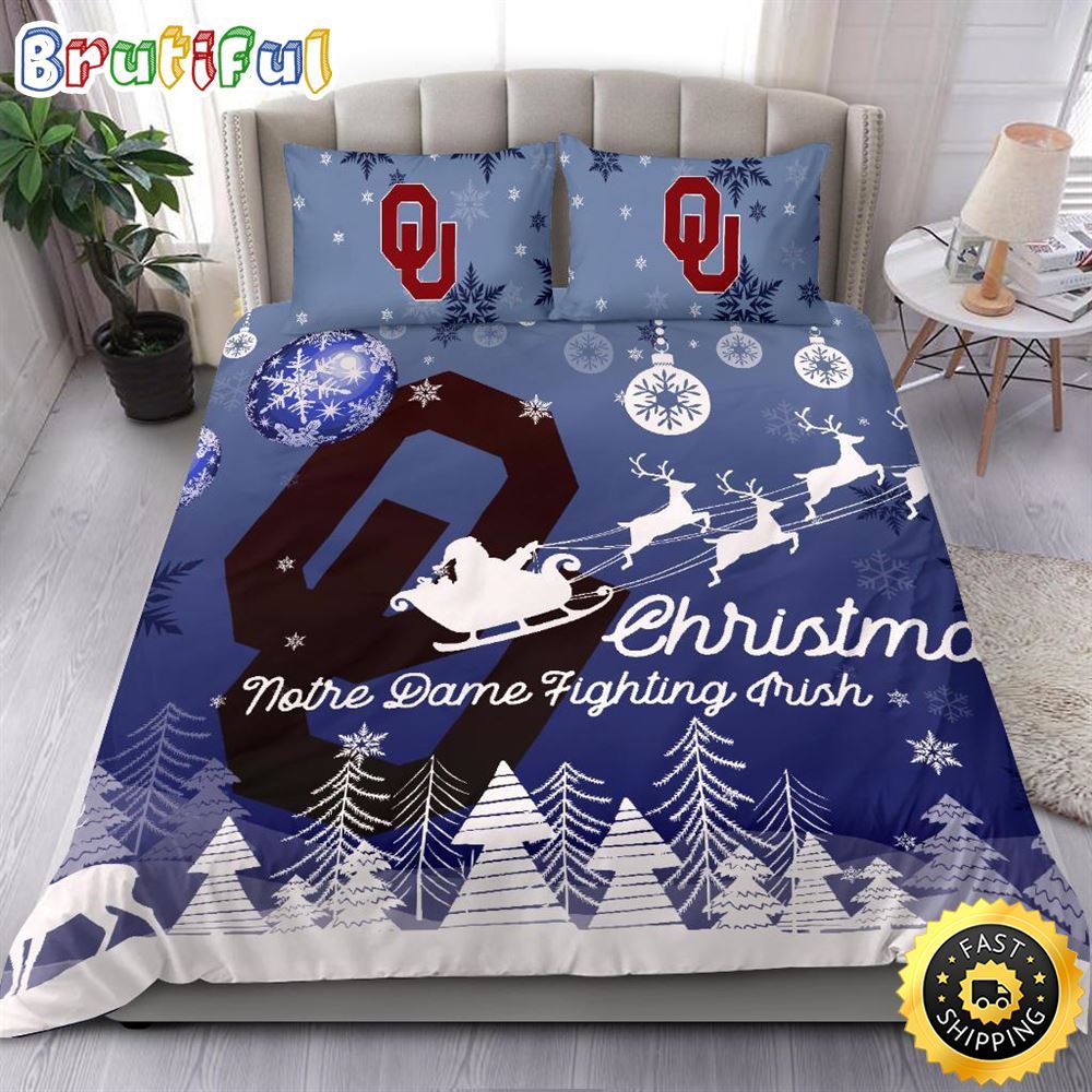 Sportswearmerch Oklahoma Sooners NCAA Christmas Bedding Sets For Fan
