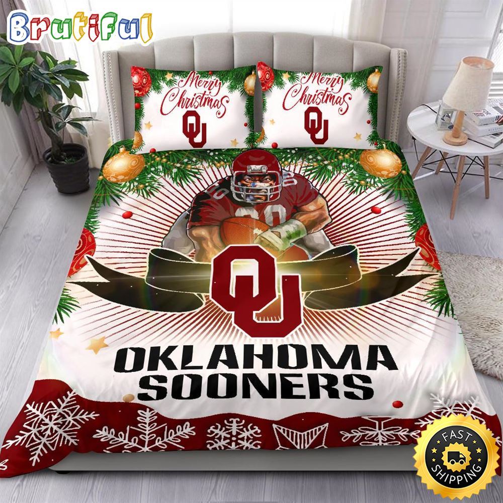 Sportswearmerch Oklahoma Sooners NCAA Christmas Bedding Sets Merry For Fan