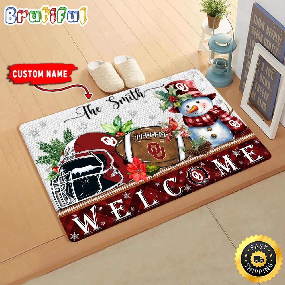 Sportswearmerch Oklahoma Sooners NCAA Christmas Doormat For Fan