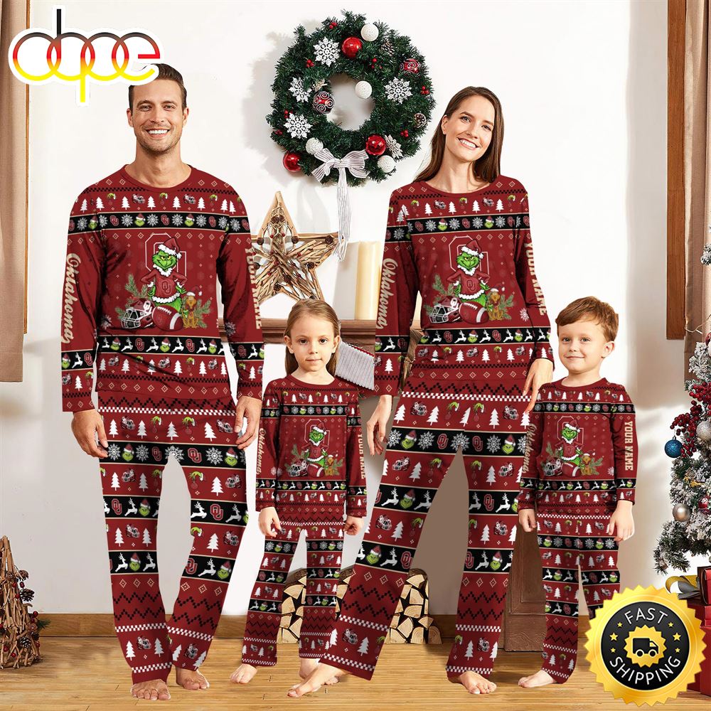 Sportswearmerch Oklahoma Sooners NCAA Grinch Christmas Personalized Pajamas For Fan