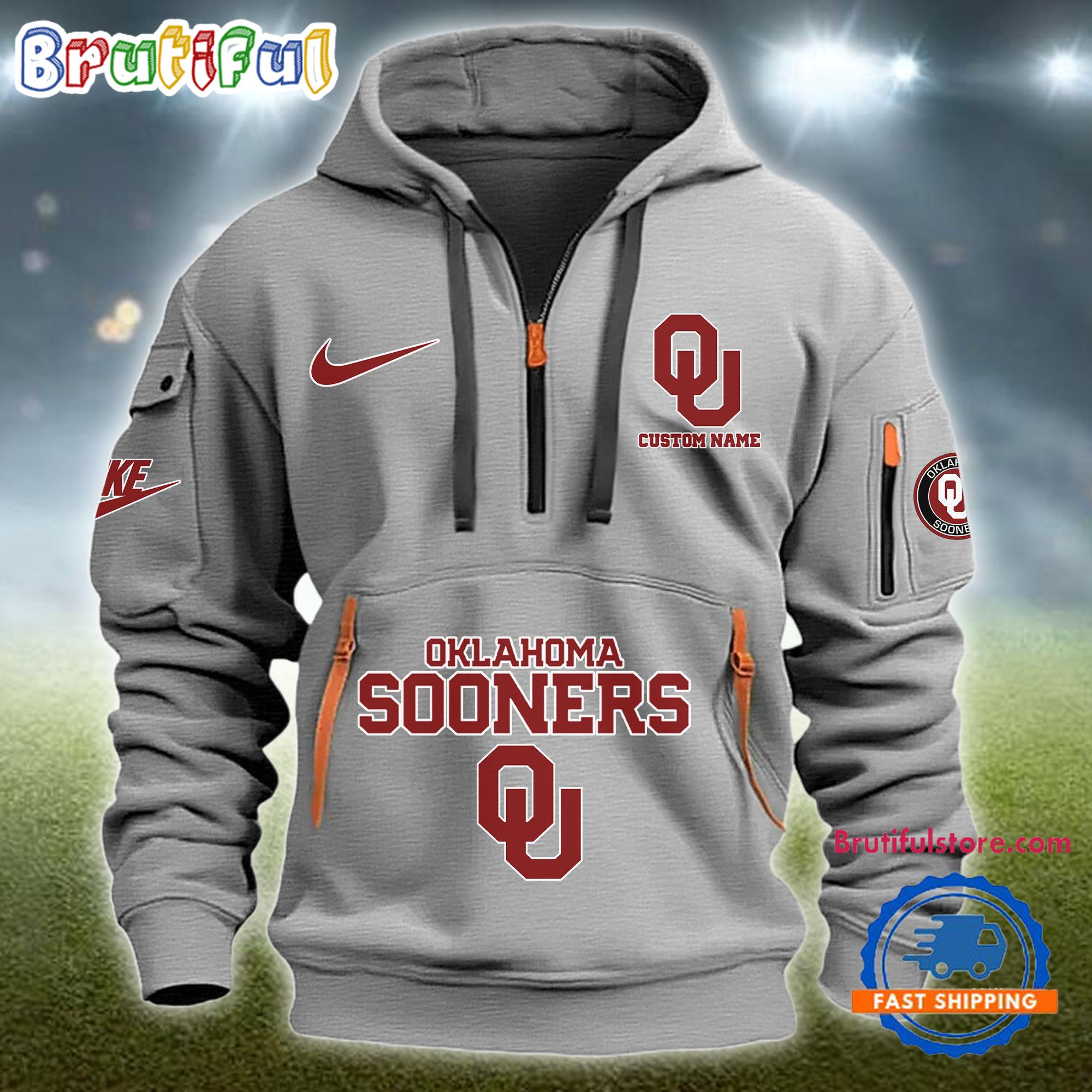 Sportswearmerch Oklahoma Sooners NCAA Half Zip Hoodie For Fan