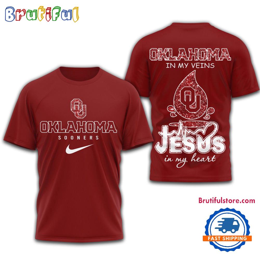 Sportswearmerch Oklahoma Sooners NCAA Jesus In My Heart T-Shirt For Fan