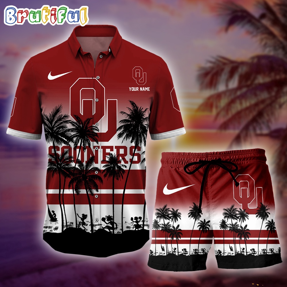 Sportswearmerch Oklahoma Sooners NCAA Palm Tree Summer Personalized Set Short Set For Fan
